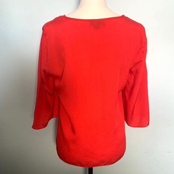 J. Crew 365 Red Silk V-Neck Top Size Small - Picture 5 of 8